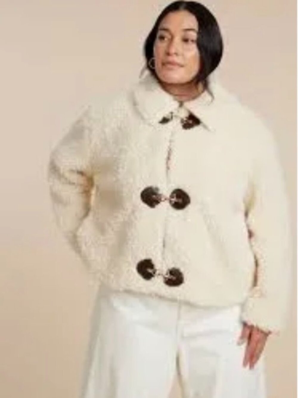 Eloquii Teddy Bear Cozy Coat with Luxe Buckles